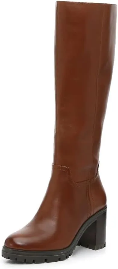 Vince Camuto Dasemma Caramel Leather Wide Calf Over The Knee Block Heel Boot