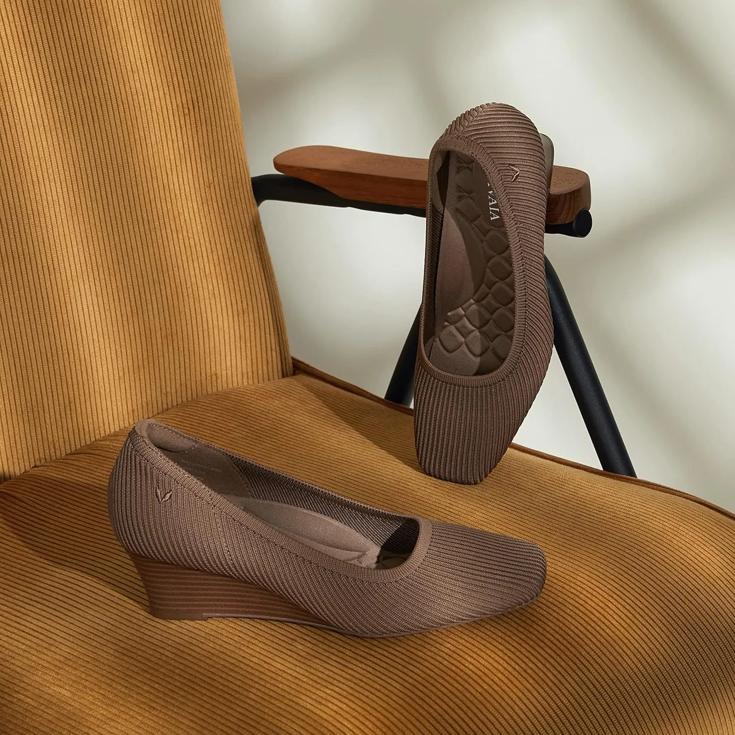 VIVAIA Margot Wedge Women's Square Toe Wedge Pumps Shoes Comfortable 2.16" Wedge Heels Pumps with Arch Support