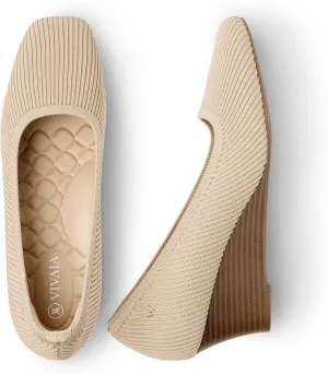 VIVAIA Margot Wedge Women's Square Toe Wedge Pumps Shoes Comfortable 2.16" Wedge Heels Pumps with Arch Support