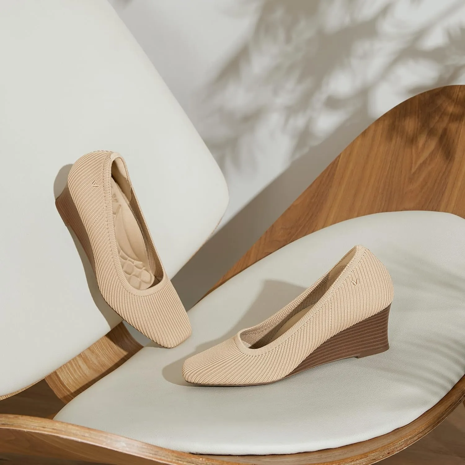 VIVAIA Margot Wedge Women's Square Toe Wedge Pumps Shoes Comfortable 2.16" Wedge Heels Pumps with Arch Support