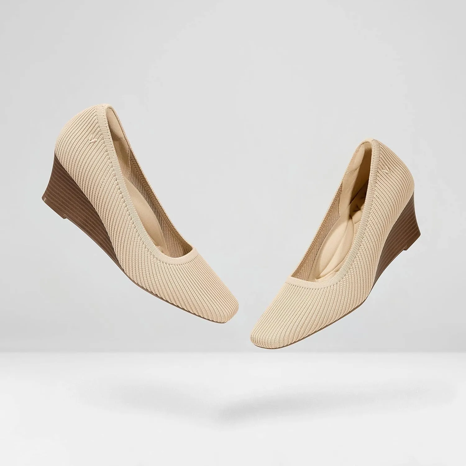 VIVAIA Margot Wedge Women's Square Toe Wedge Pumps Shoes Comfortable 2.16" Wedge Heels Pumps with Arch Support