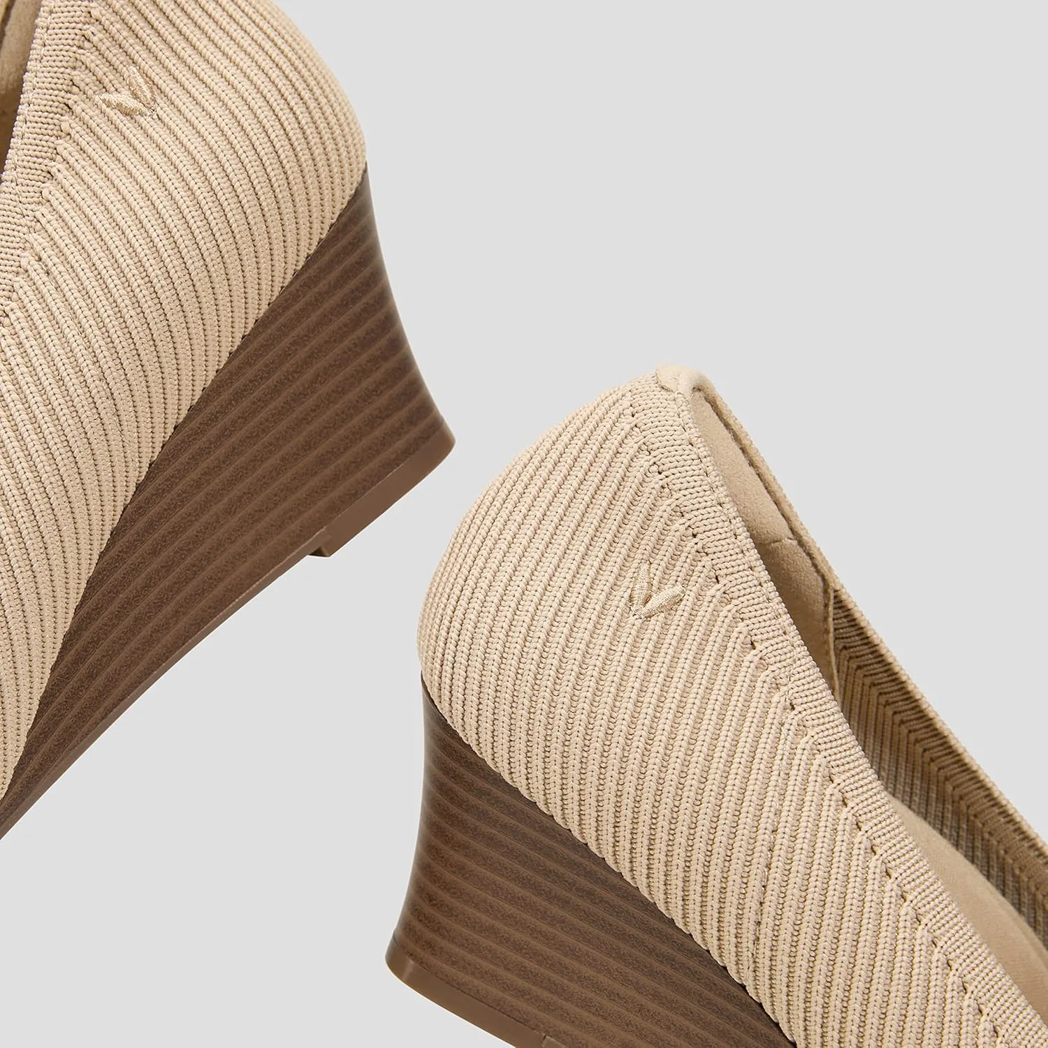 VIVAIA Margot Wedge Women's Square Toe Wedge Pumps Shoes Comfortable 2.16" Wedge Heels Pumps with Arch Support