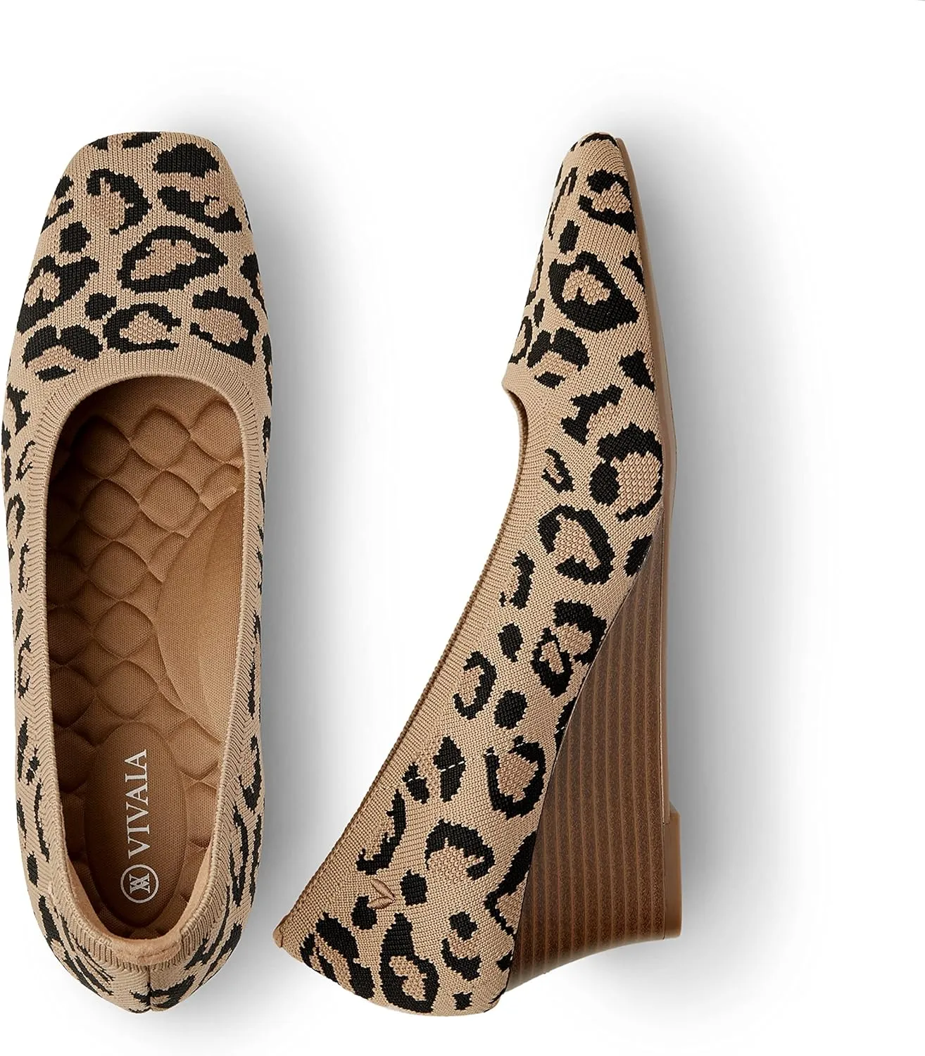 VIVAIA Margot Wedge Women's Square Toe Wedge Pumps Shoes Comfortable 2.16" Wedge Heels Pumps with Arch Support