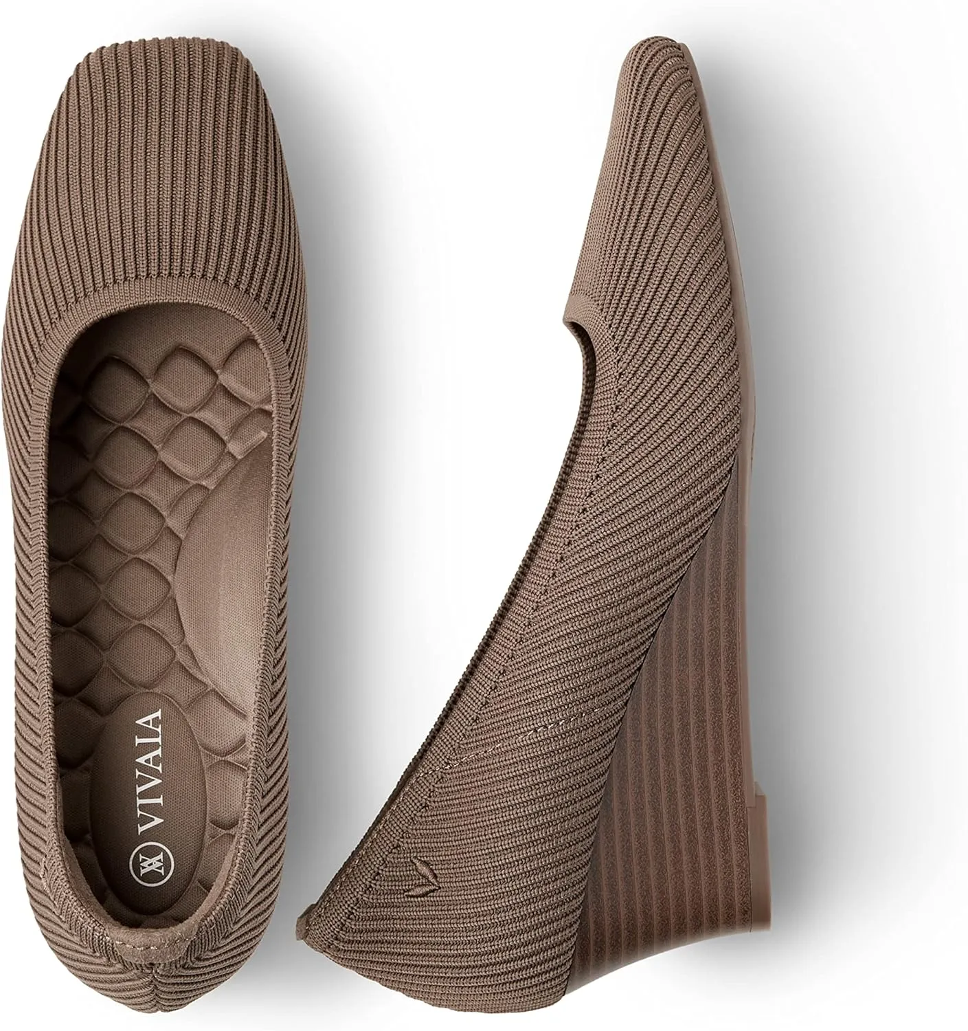 VIVAIA Margot Wedge Women's Square Toe Wedge Pumps Shoes Comfortable 2.16" Wedge Heels Pumps with Arch Support