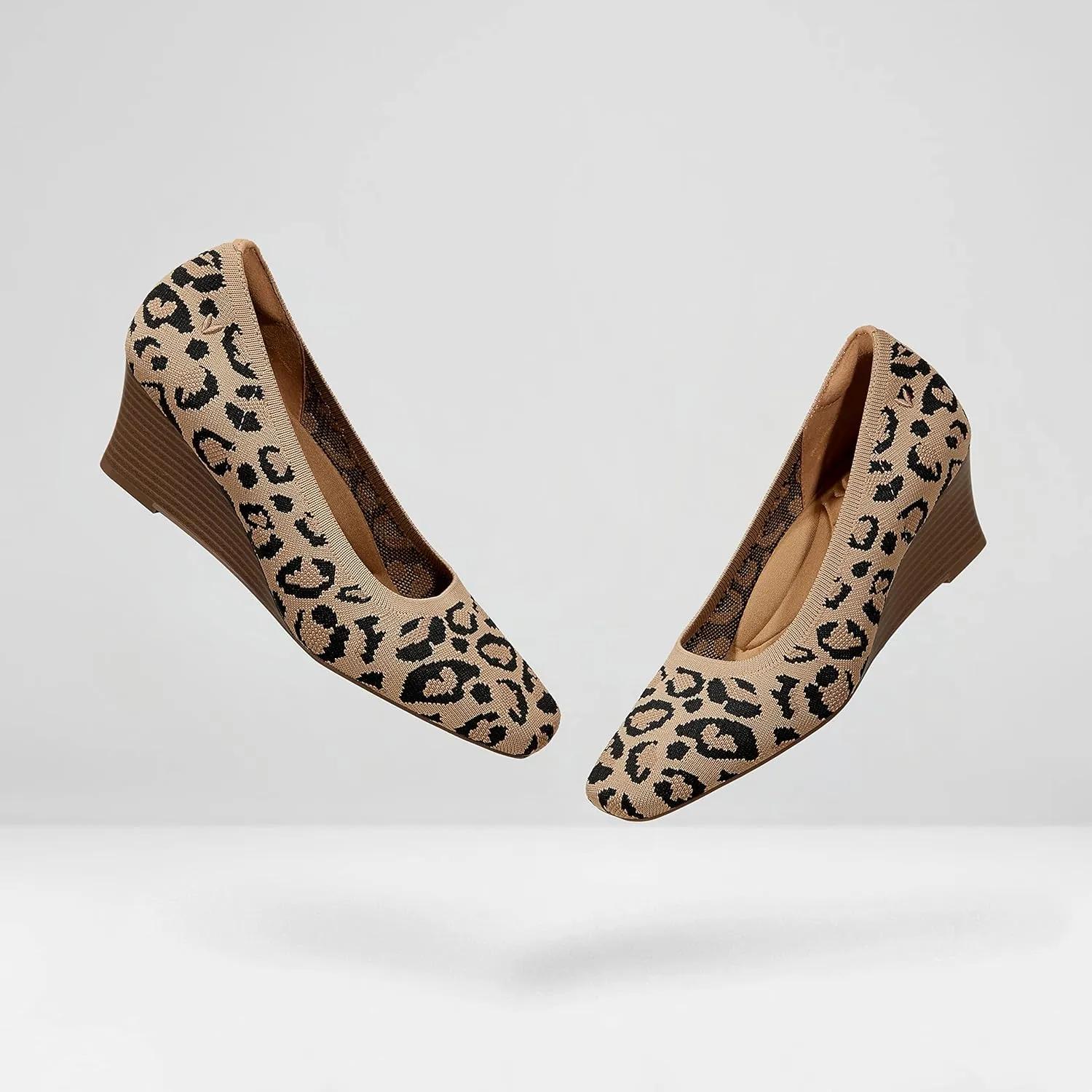 VIVAIA Margot Wedge Women's Square Toe Wedge Pumps Shoes Comfortable 2.16" Wedge Heels Pumps with Arch Support