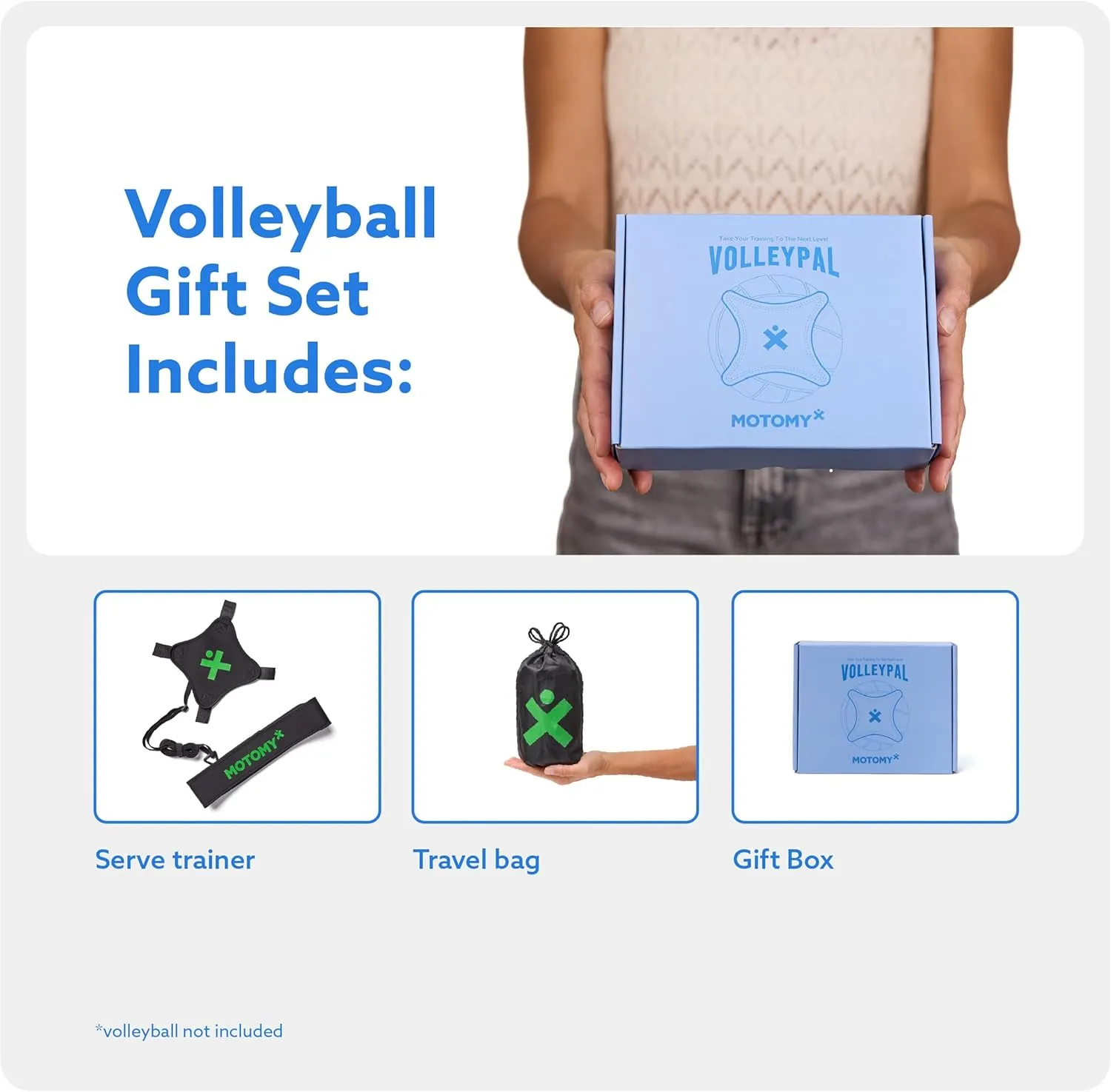 Volleyball Training Equipment Aid 'Volleypal' – Solo Volleyball Equipment for Practicing Serve, Spike, Set & Pass; Volleyball Practice Equipment Gift for Beginners & Experts