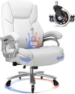 Waleaf 500lbs Big and Tall Office Chair, Heavy Duty Office Chair for Heavy People, Adjustable Ergonomic Lumbar Support Executive, Large High Back and Quiet Rubber Wheels