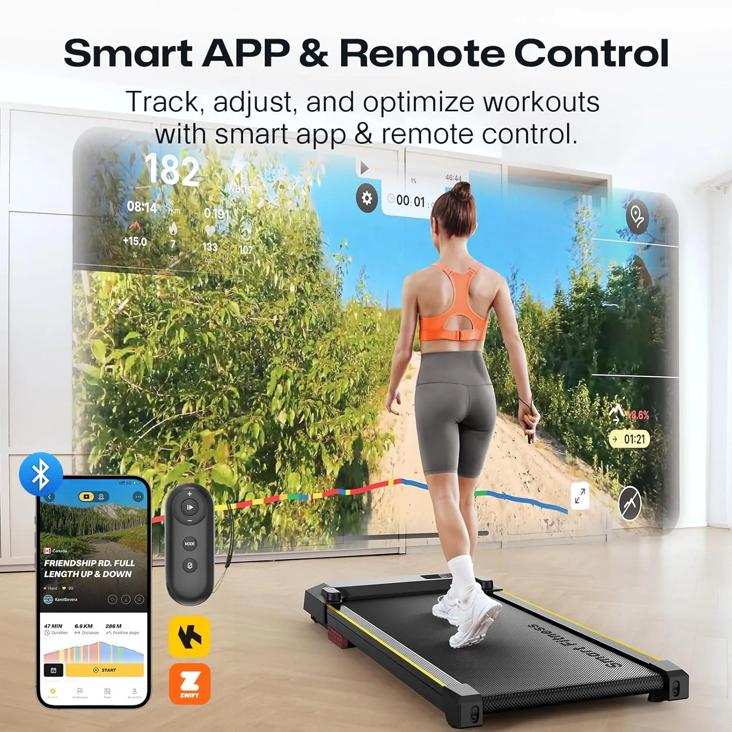 Walking pad, 3-in-1 Under Desk Treadmill for Home and Office, 2.5 HP Portable Walking Jogging Running Machine with Remote Control and LED Display