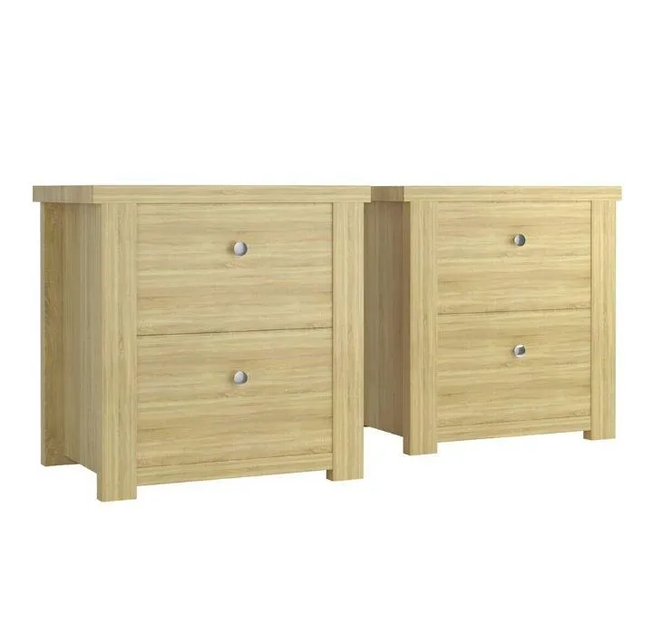 Walnut 2-Drawer Nightstands (Set of 2)