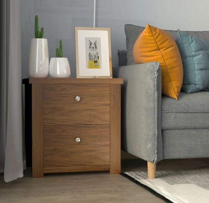 Walnut 2-Drawer Nightstands (Set of 2)