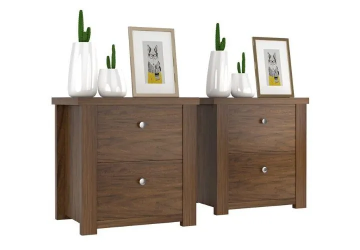 Walnut 2-Drawer Nightstands (Set of 2)