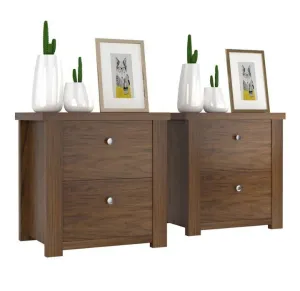 Walnut 2-Drawer Nightstands (Set of 2)