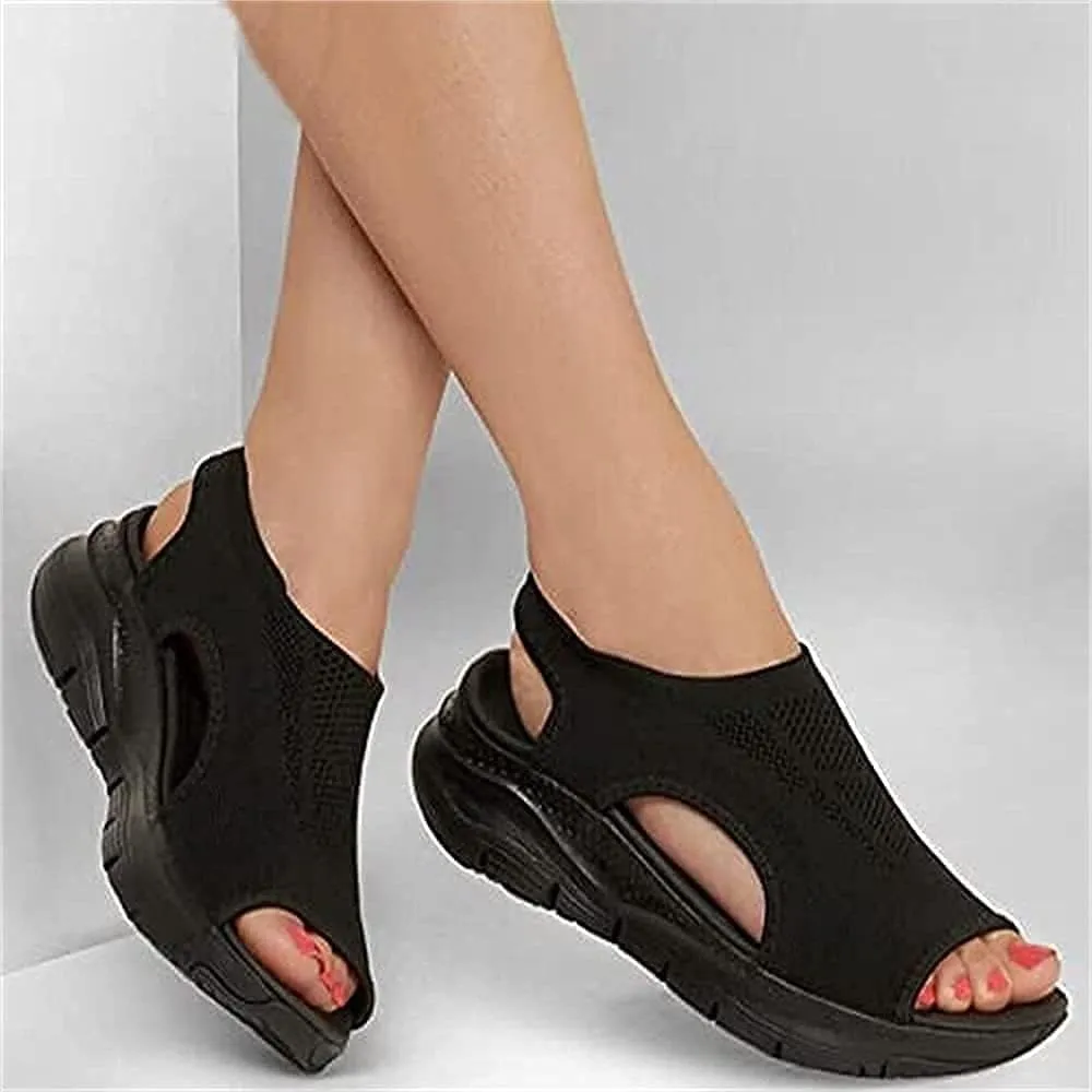 Washable Slingback Orthopedic Slide Sport Sandals, Gradation Thick Bottom Fish Mouth Beach Casual Sandals, Mesh Soft Sole Shoes for Women
