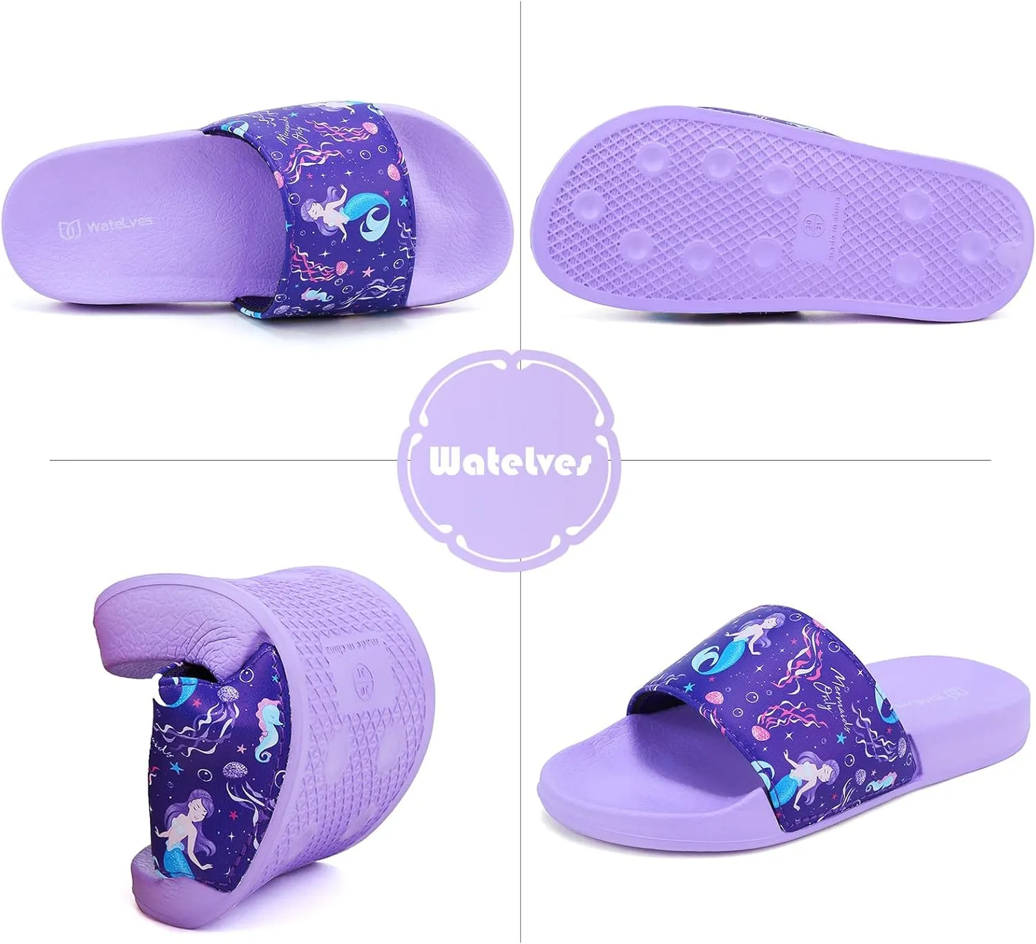WateLves Girls & Boys Slide Sandals Kids Summer Slippers Slip On for Outdoor Beach Pool Shower (Little Kid/Big Kid)