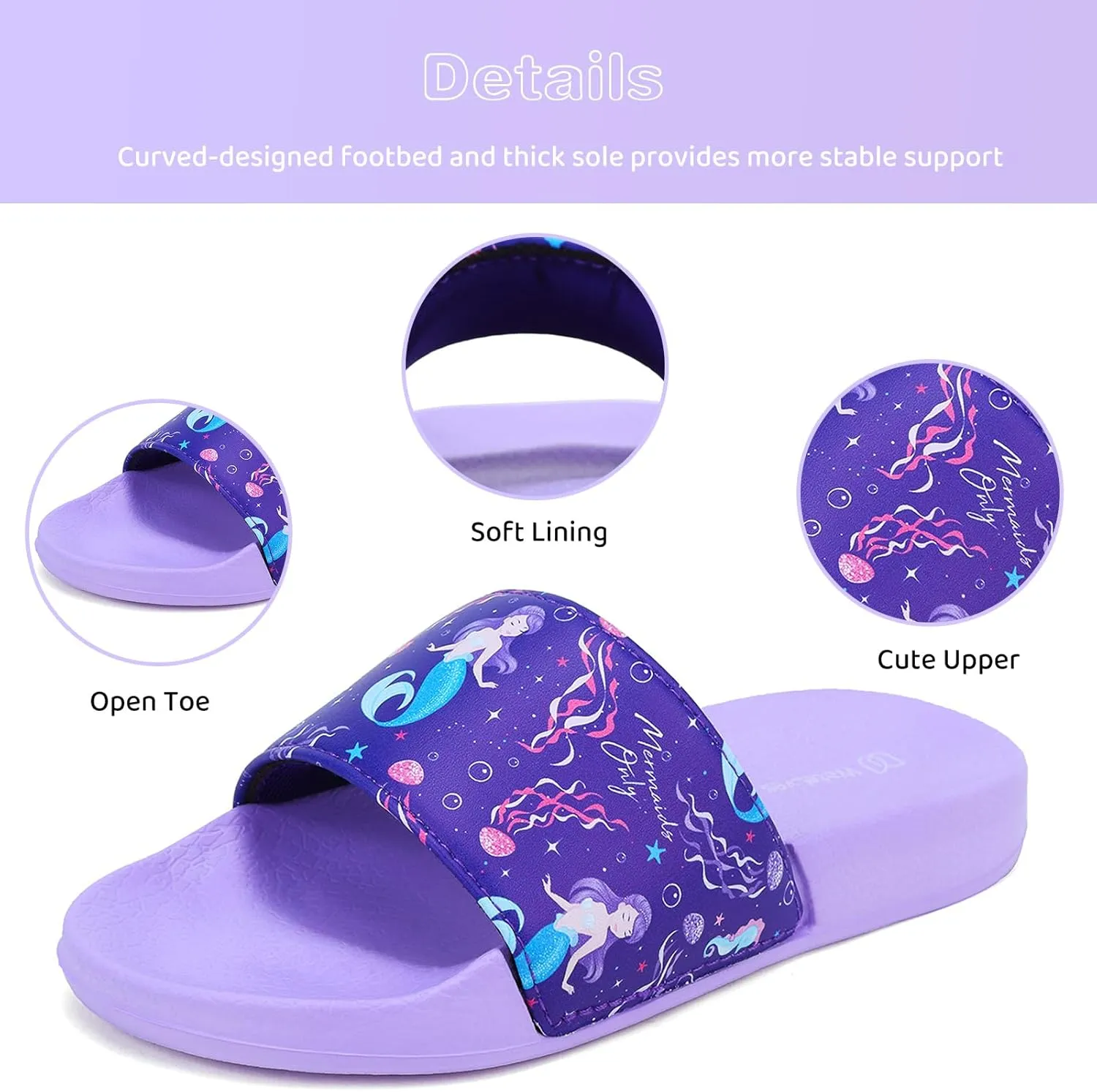 WateLves Girls & Boys Slide Sandals Kids Summer Slippers Slip On for Outdoor Beach Pool Shower (Little Kid/Big Kid)