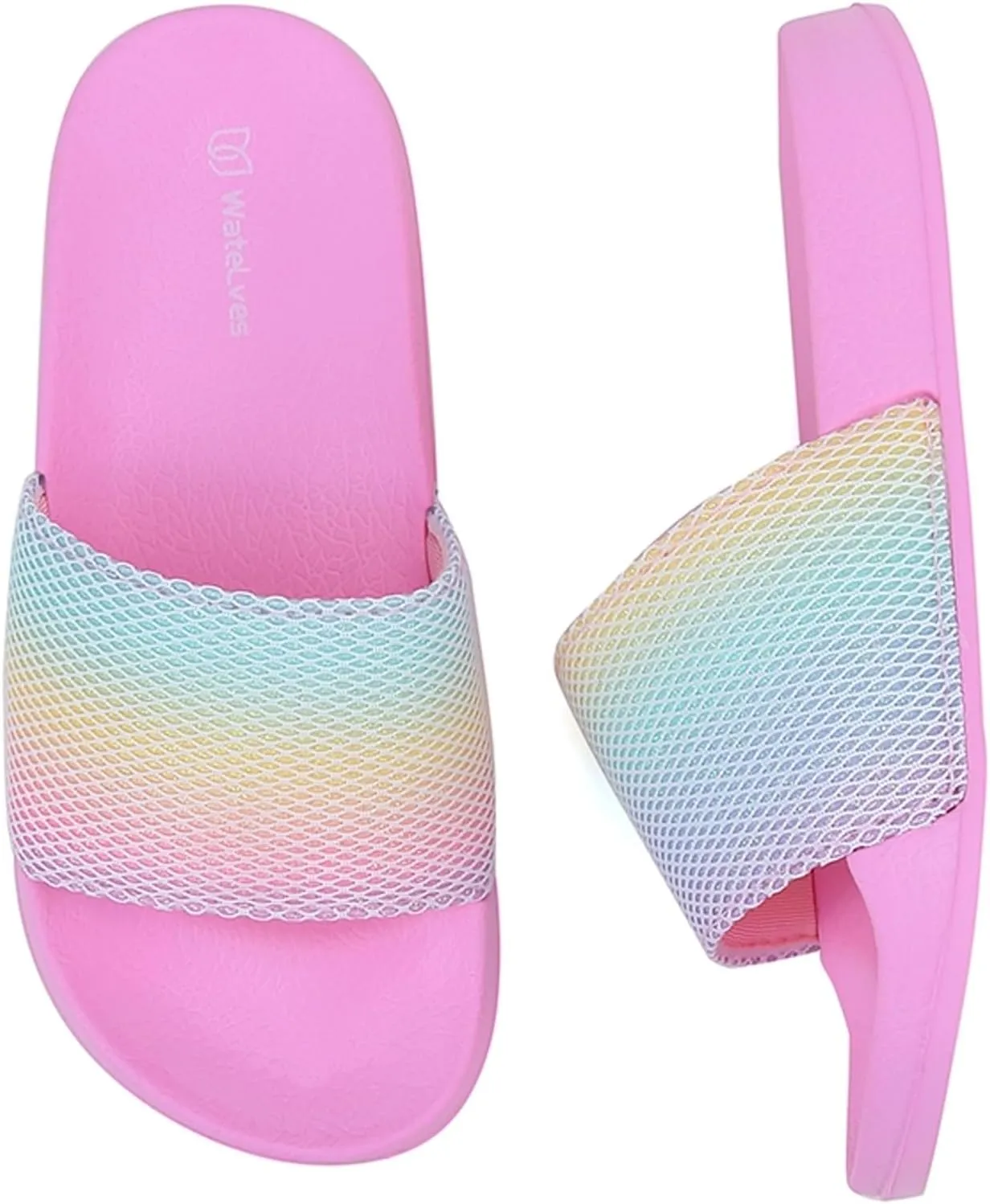 WateLves Girls & Boys Slide Sandals Kids Summer Slippers Slip On for Outdoor Beach Pool Shower (Little Kid/Big Kid)