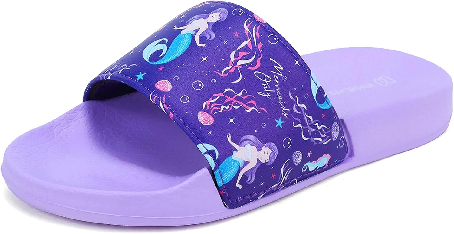 WateLves Girls & Boys Slide Sandals Kids Summer Slippers Slip On for Outdoor Beach Pool Shower (Little Kid/Big Kid)