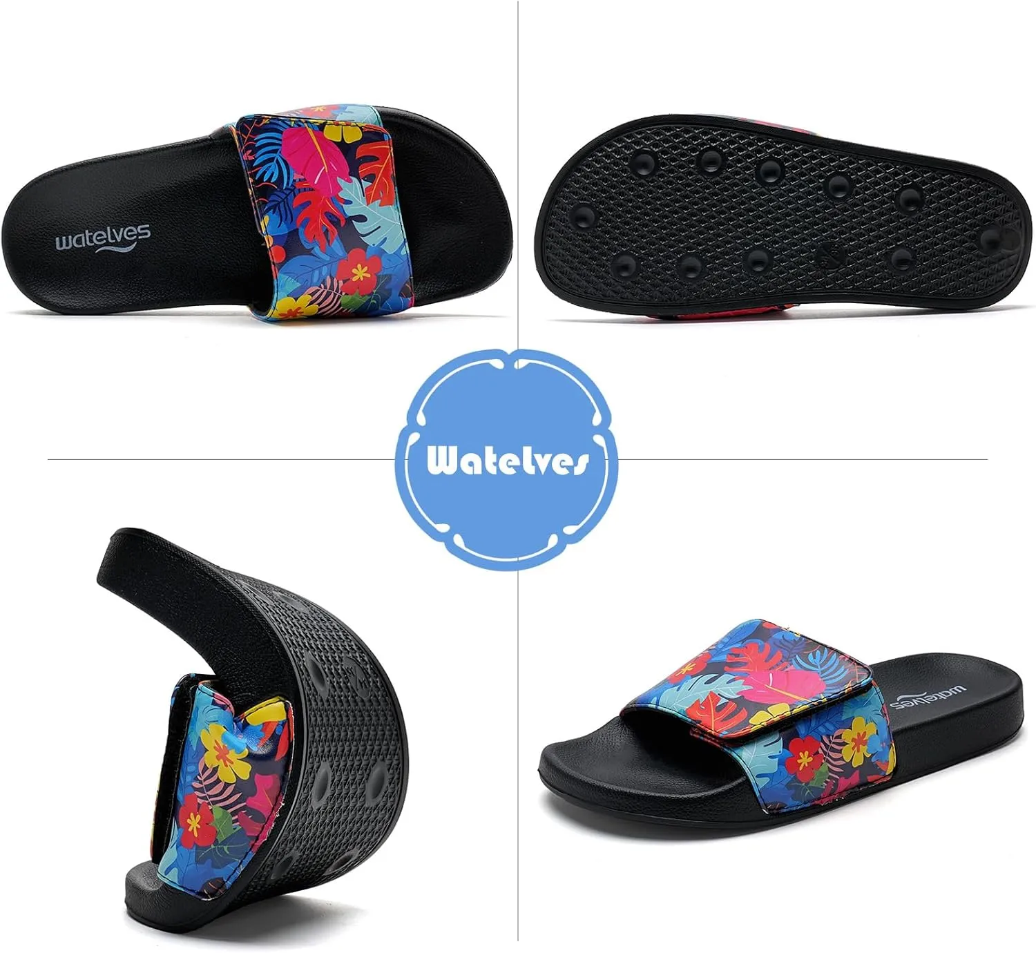 WateLves Girls & Boys Slide Sandals Kids Summer Slippers Slip On for Outdoor Beach Pool Shower (Little Kid/Big Kid)