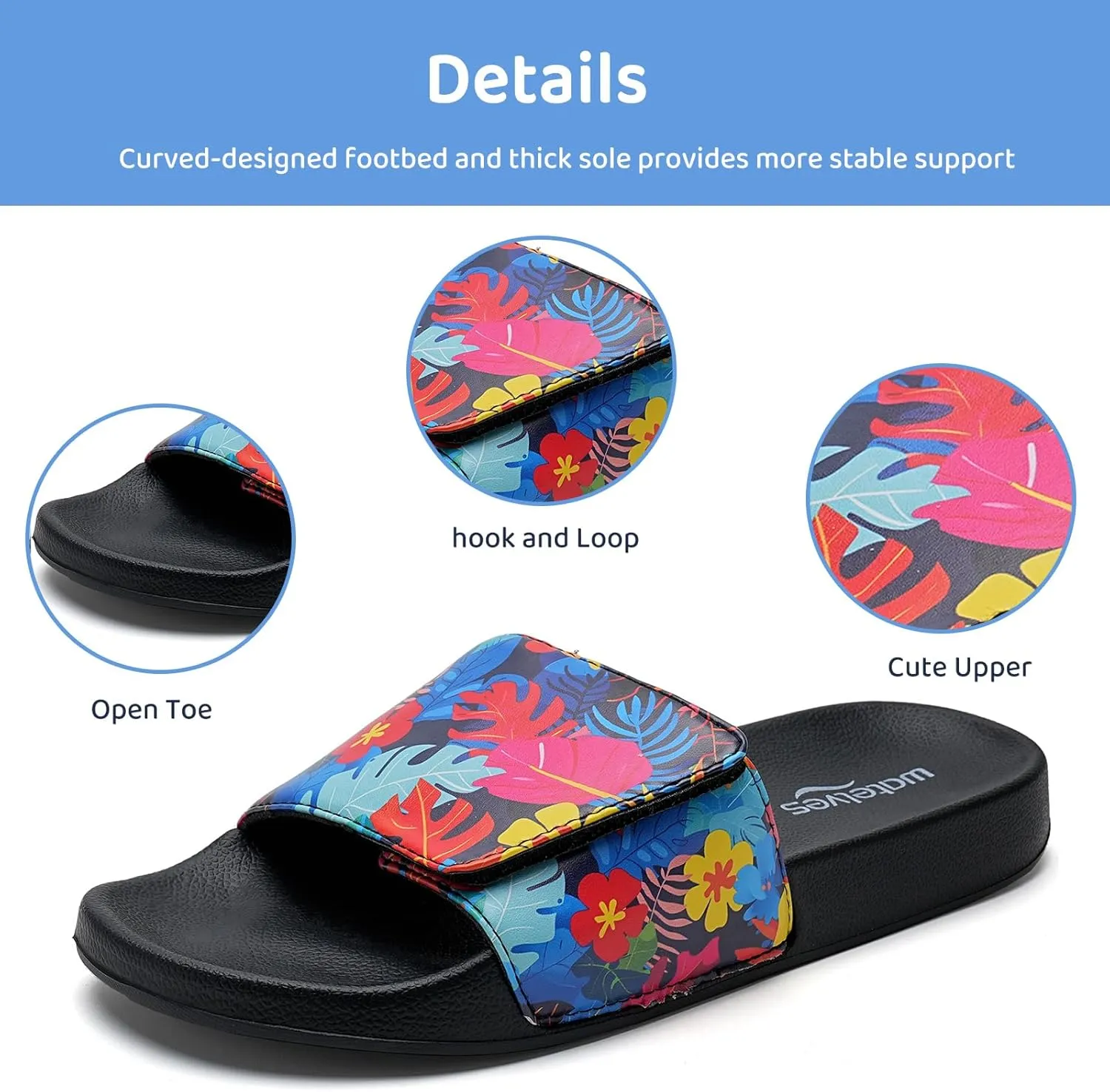 WateLves Girls & Boys Slide Sandals Kids Summer Slippers Slip On for Outdoor Beach Pool Shower (Little Kid/Big Kid)
