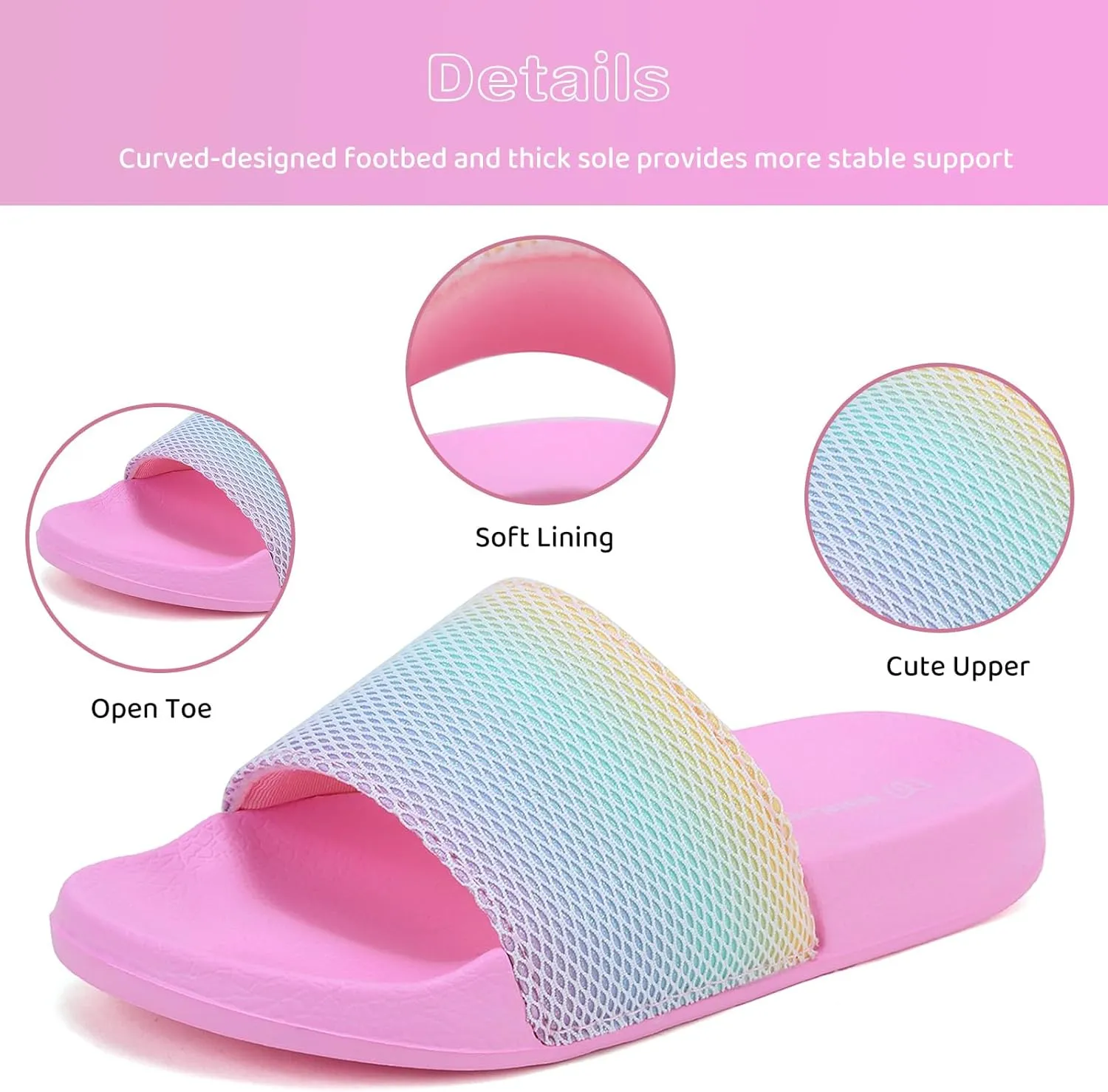 WateLves Girls & Boys Slide Sandals Kids Summer Slippers Slip On for Outdoor Beach Pool Shower (Little Kid/Big Kid)