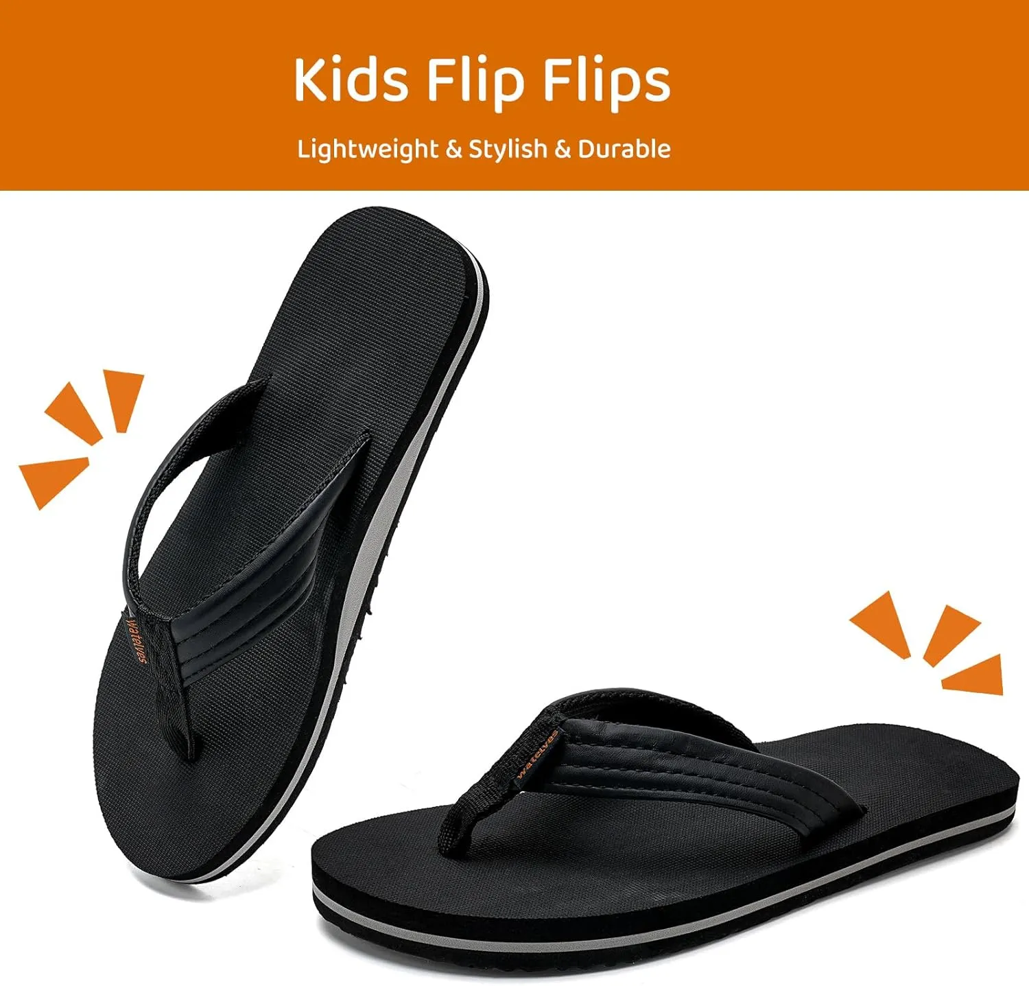 WateLves Kids Flip Flops Boys Girls Sandals Youth Big Kid Summer Slip on Thong Slide Sandals for Beach Pool Shower Little/Big Kid