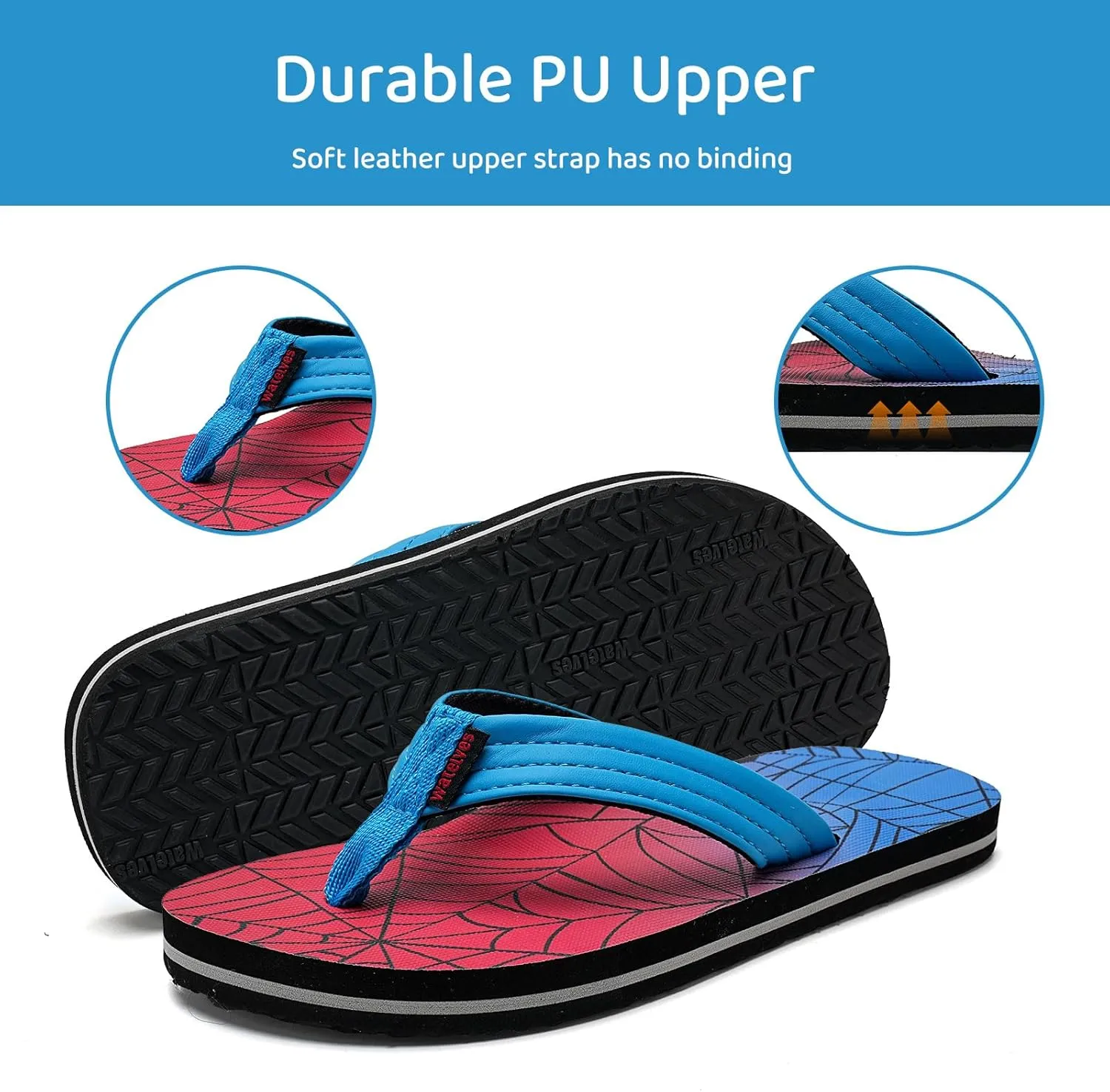 WateLves Kids Flip Flops Boys Girls Sandals Youth Big Kid Summer Slip on Thong Slide Sandals for Beach Pool Shower Little/Big Kid