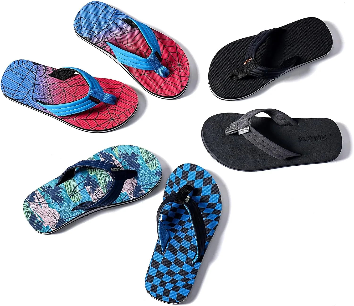 WateLves Kids Flip Flops Boys Girls Sandals Youth Big Kid Summer Slip on Thong Slide Sandals for Beach Pool Shower Little/Big Kid