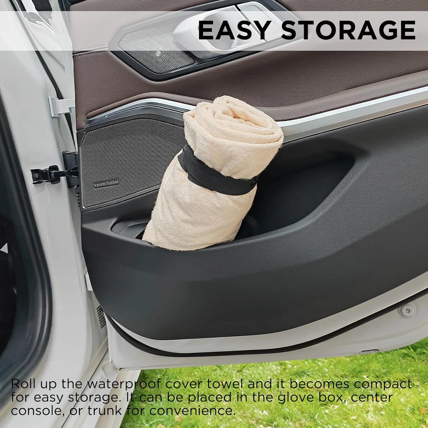 Waterproof Seat Cover Towel, 2PCS Premium Sweat Carseat Protector, Perfect for Universal Anti-Slip Car Truck SUV Seat, Great for Surfing Yoga Gym Workout, Tan