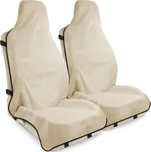 Waterproof Seat Cover Towel, 2PCS Premium Sweat Carseat Protector, Perfect for Universal Anti-Slip Car Truck SUV Seat, Great for Surfing Yoga Gym Workout, Tan