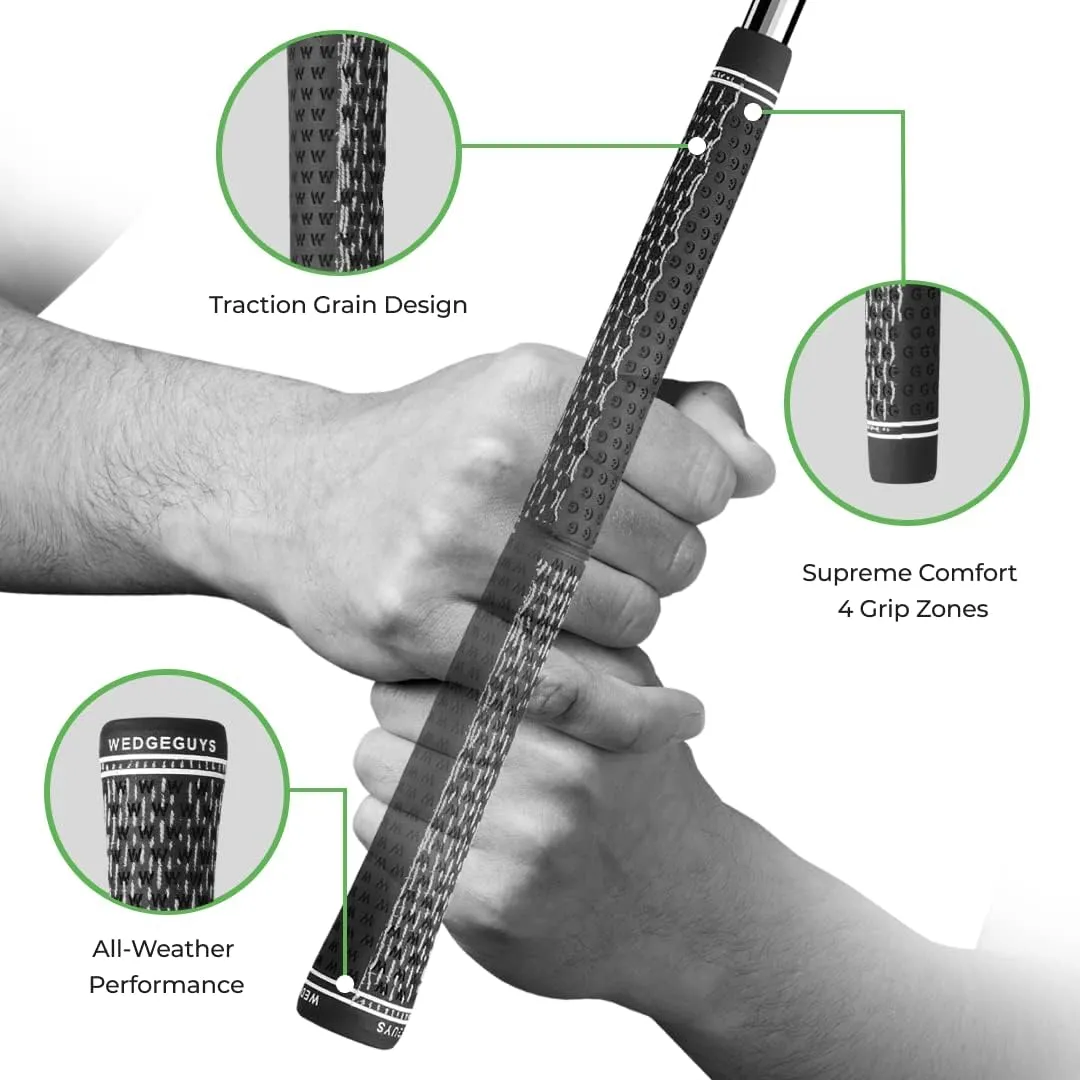 Wedge Guys DC Tour Golf Grips – 4 Grip Zones for Supreme Comfort & Control - All-Weather Performance Golf Club Grips Replacement for Regripping Wedges Drivers Irons Woods Hybrids, Midsize or Standard