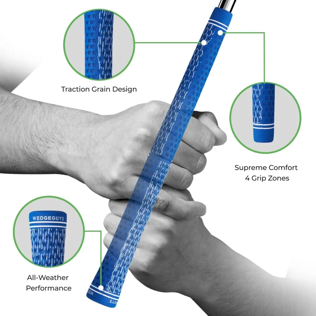 Wedge Guys DC Tour Golf Grips – 4 Grip Zones for Supreme Comfort & Control - All-Weather Performance Golf Club Grips Replacement for Regripping Wedges Drivers Irons Woods Hybrids, Midsize or Standard
