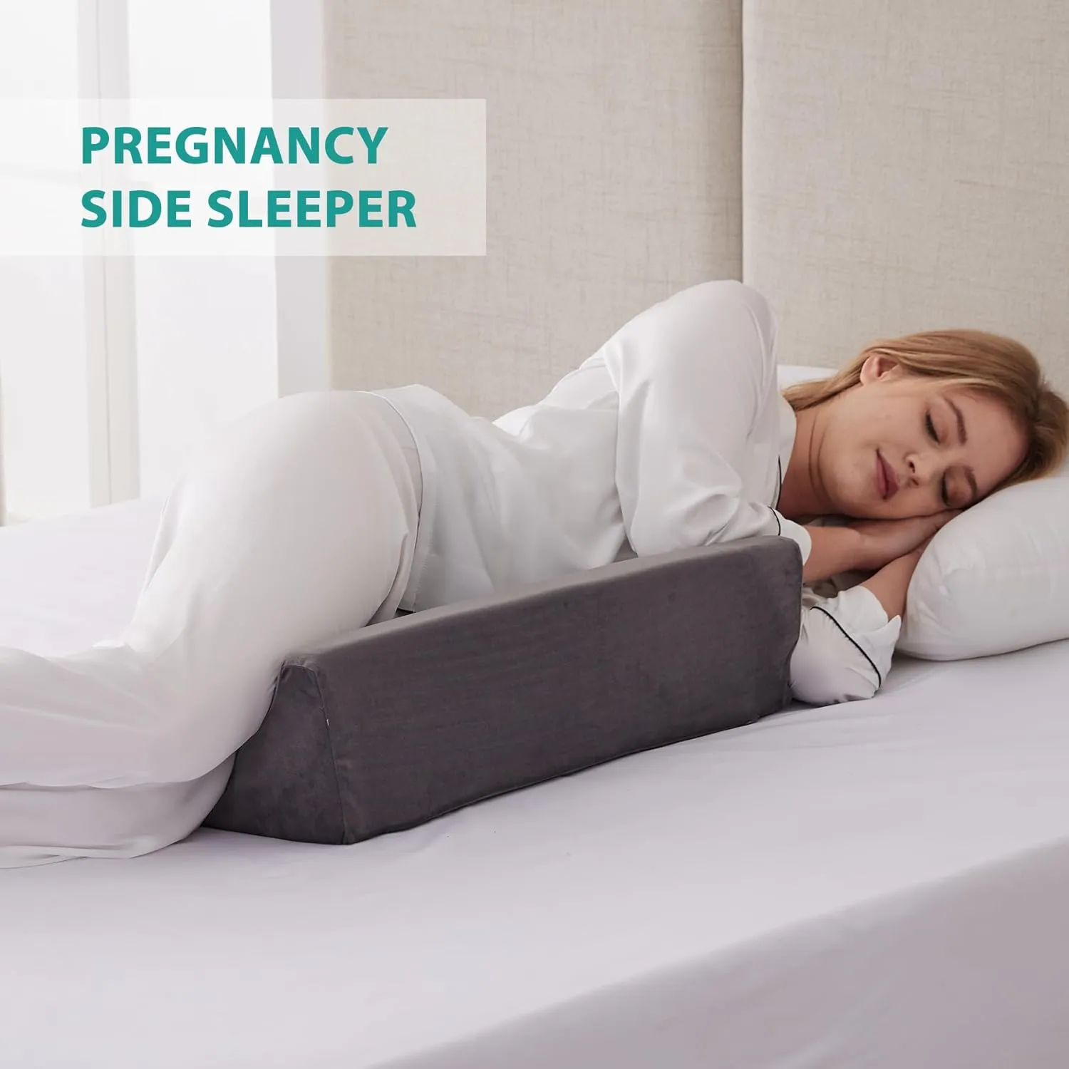 Wedge Pillow for Side Sleeping, Comfort Foam Back Pillow for Side Sleeper, Bed Wedges & Body Positioners for After Surgery, Pregnancy Support, Back Pain, Preventing Bedsores, Short Plush