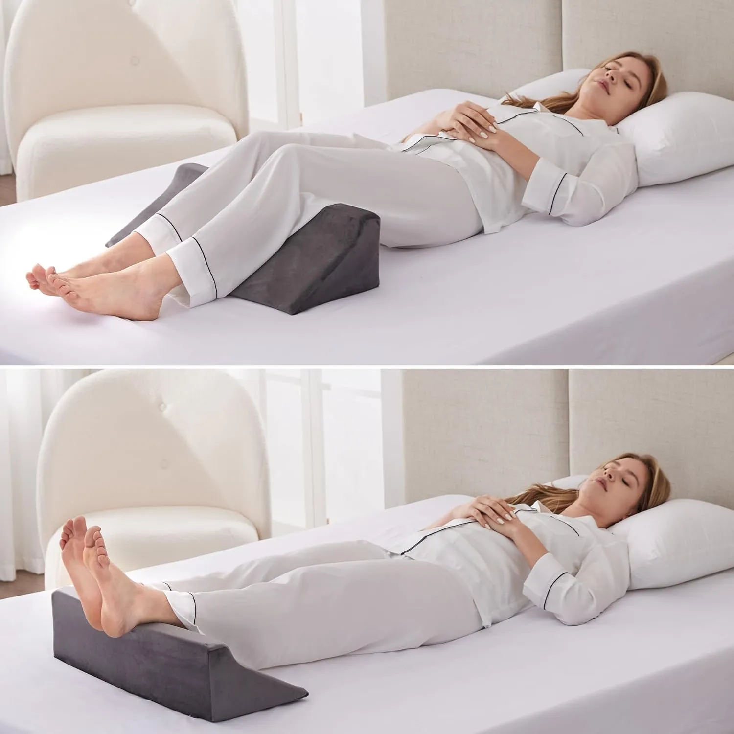 Wedge Pillow for Side Sleeping, Comfort Foam Back Pillow for Side Sleeper, Bed Wedges & Body Positioners for After Surgery, Pregnancy Support, Back Pain, Preventing Bedsores, Short Plush
