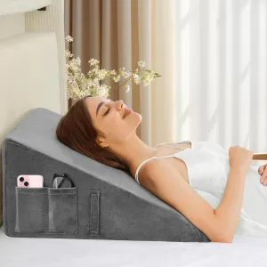 Wedge Pillow for Sleeping, 12" Bed Wedge Pillow for After Surgery, Triangle Pillow Wedge for Heartburn, Acid Reflux, GERD, Back Pain Relief, Neck Pain, Soft & Cooling Memory Foam Top