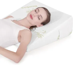 Wedge Pillow for Sleeping After Surgery 7.5" Bed Wedge Pillow with Memory Foam Top, Help with Acid Reflux Heartburn Snore Back Leg Knee Pain, Soft Comfortable, Breathable Machine Wash Cover