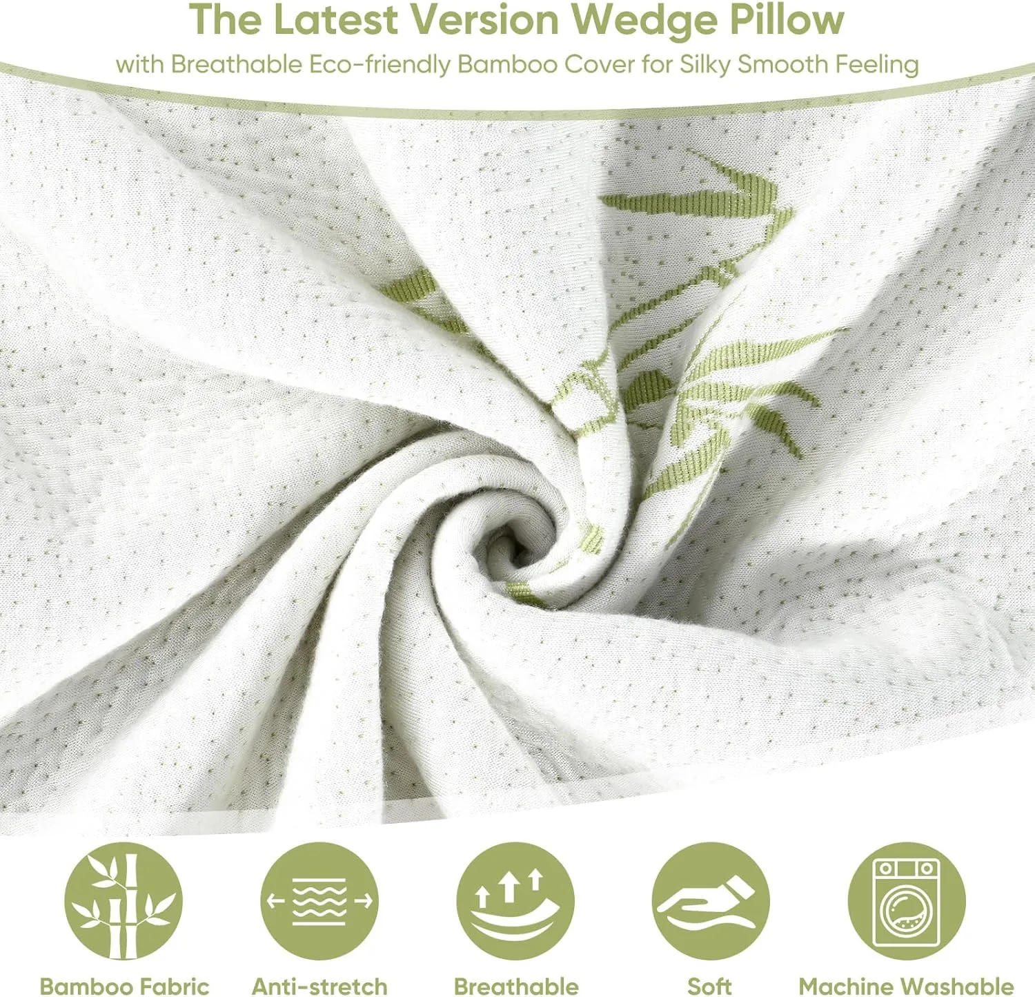 Wedge Pillow for Sleeping After Surgery 7.5" Bed Wedge Pillow with Memory Foam Top, Help with Acid Reflux Heartburn Snore Back Leg Knee Pain, Soft Comfortable, Breathable Machine Wash Cover