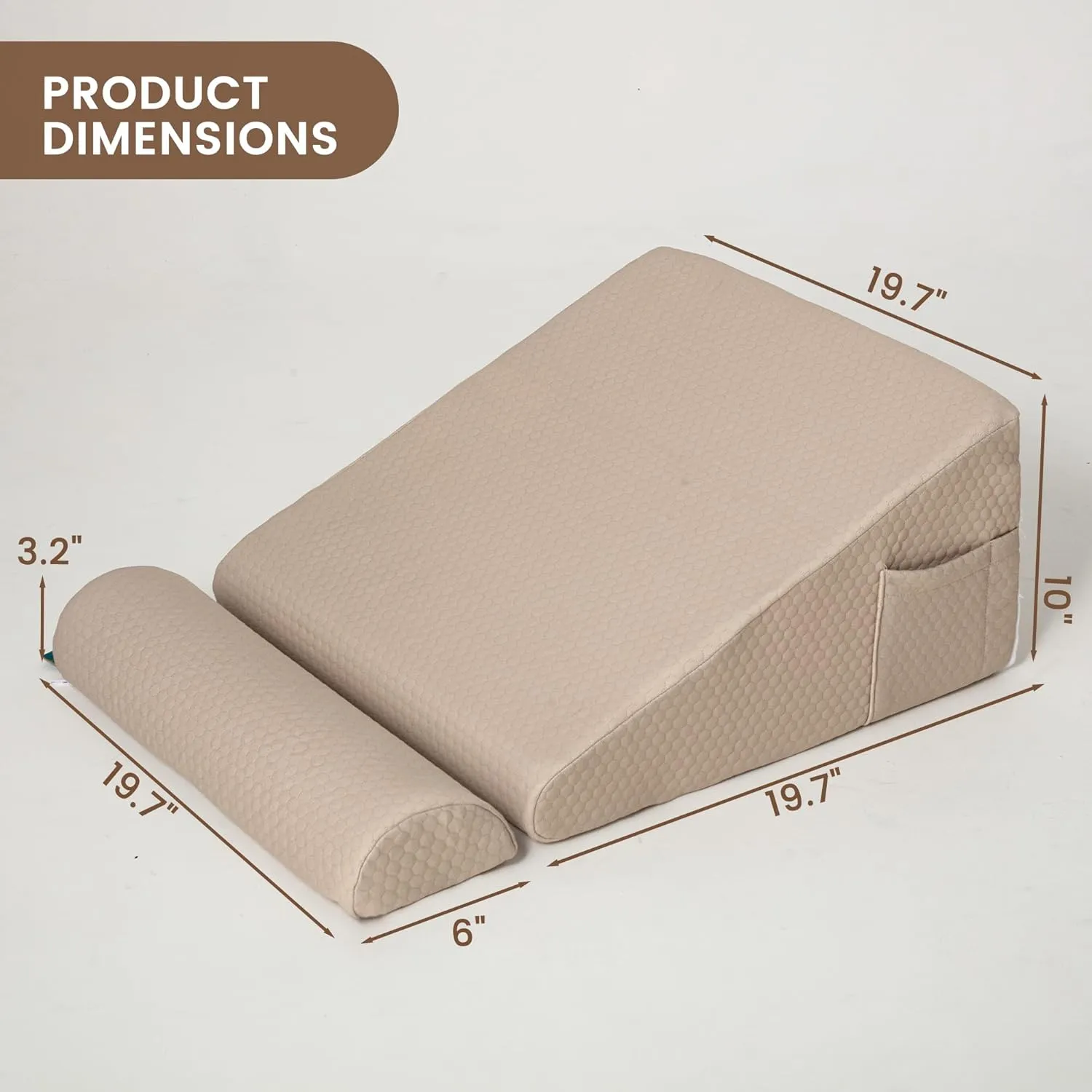 Wedge Pillow with Extra Bolster, Bed Wedge Pillow for Sleep Apnea, Acid Reflux Relief, Back Pain, After Surgery, 30 Degree Wedge Pillow for Sleeping Foam Wedge Cushion for Headboard