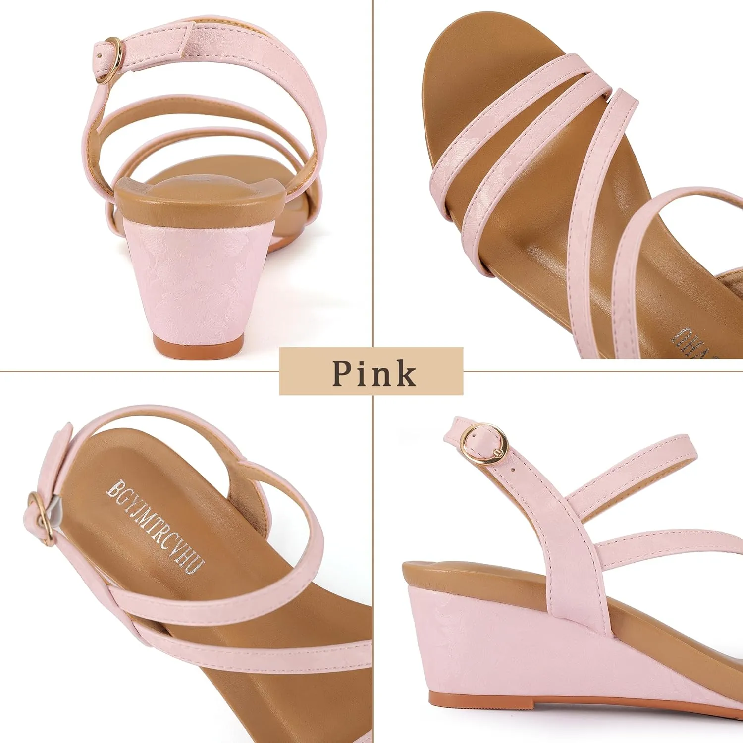 Wedge Sandals for Women Dress Elastic Ankle Strap Rhinestone Sandals Summer Comfortable Shoe