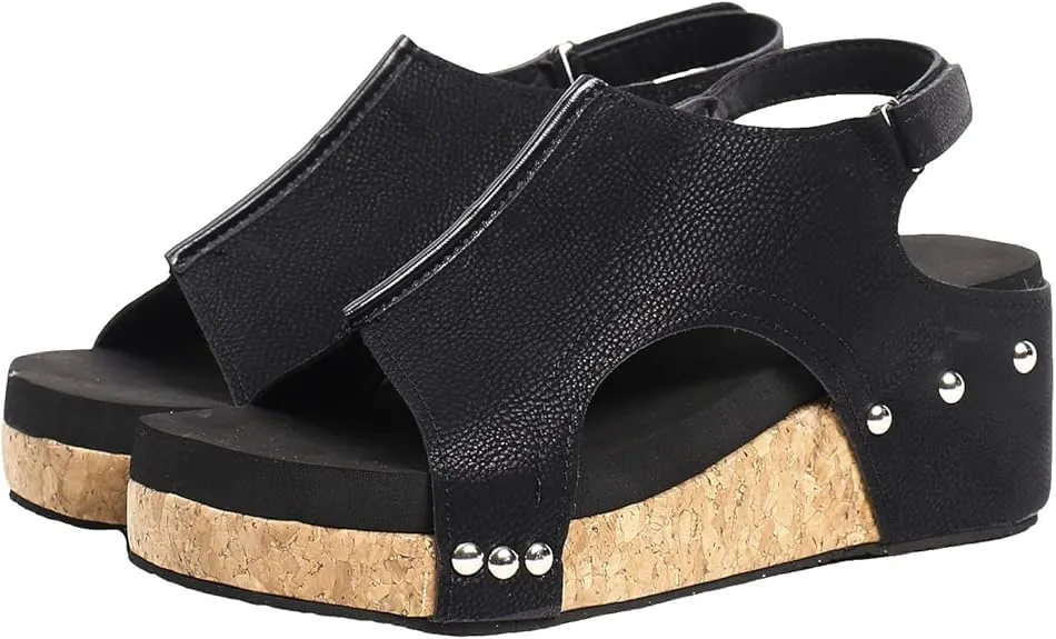 Wedge Sandals for Women Dressy Summer,Women's Open Toe Espadrilles Platform Ankle Strap Comfortable Cork Heeled Wedges Casual Summer Dress Shoes