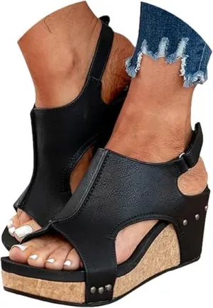 Wedge Sandals for Women Dressy Summer,Women's Open Toe Espadrilles Platform Ankle Strap Comfortable Cork Heeled Wedges Casual Summer Dress Shoes