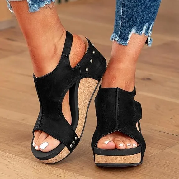 Wedge Sandals for Women Dressy Summer,Women's Open Toe Espadrilles Platform Ankle Strap Comfortable Cork Heeled Wedges Casual Summer Dress Shoes