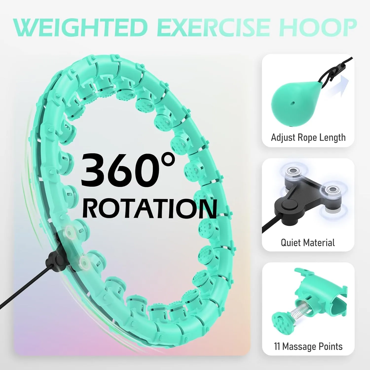 Weighted Hula Circle for Adults Weight Loss, Infinity Fitness Hoop Plus Size 51 Inch with Sweat Belt, Include 27 Detachable Links and Waist Trainer for Women