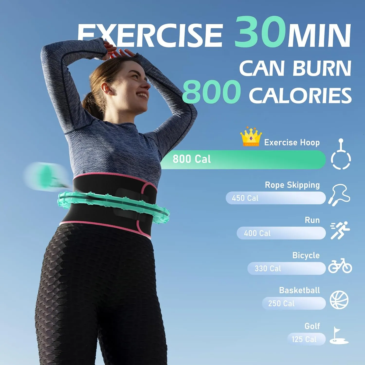 Weighted Hula Circle for Adults Weight Loss, Infinity Fitness Hoop Plus Size 51 Inch with Sweat Belt, Include 27 Detachable Links and Waist Trainer for Women