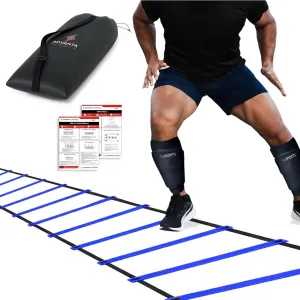Weighted Shin Guards & Agility Ladder Training Set For Soccer, Football Training, Speed, Coordination, Fitness. Includes 13 Rung Ladder, Leg Weights, Disc Cones, Bag. For Kids, Athletes, Adults, Women