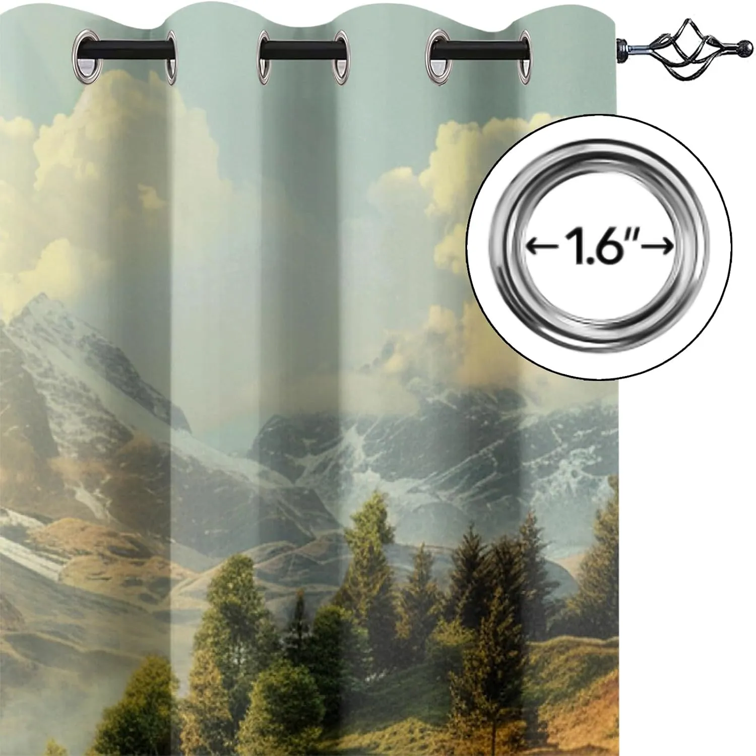 Wild Highland Cattle Curtains Outdoor Natural Scenery Grassland Animals Bedroom Drapes 63 Inch Length Alpine Forest Stream Light Blocking Curtains for Kitchen Office Living Room