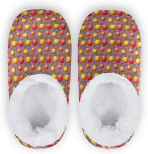 Winter House Slippers for Women/Men with Abstract Fruits Pattern Orange Element Cozy Fleece Slippers