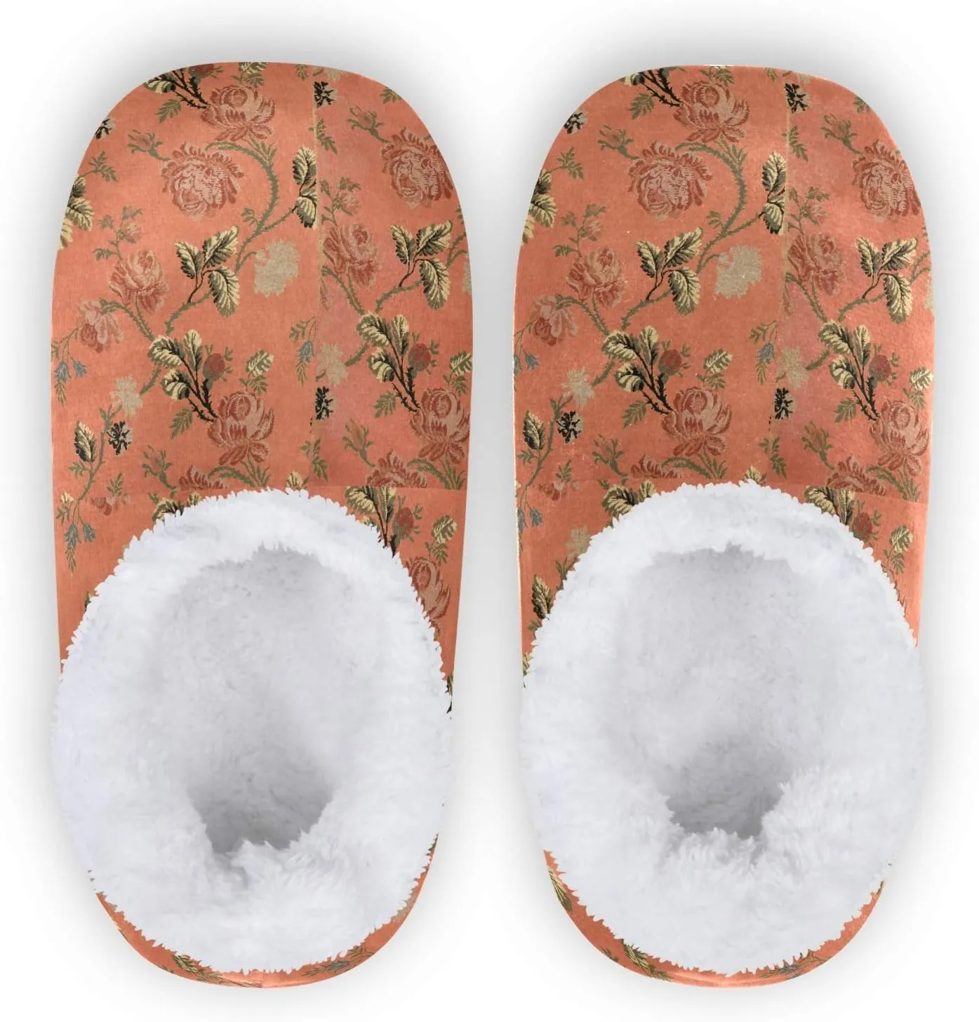 Winter House Slippers for Women/Men with Ancient Fabric Element Cozy Fleece Slippers