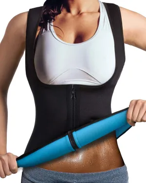 Women Neoprene Sauna Vest Waist Trainer Hot Sweat Slim Corset Body Shaper with Zipper Workout Tank Top