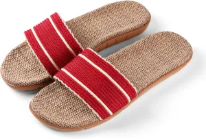 Women Weave Slide Slip On Straw Sandals, Flat Open Toe Outdoor Beach Slippers