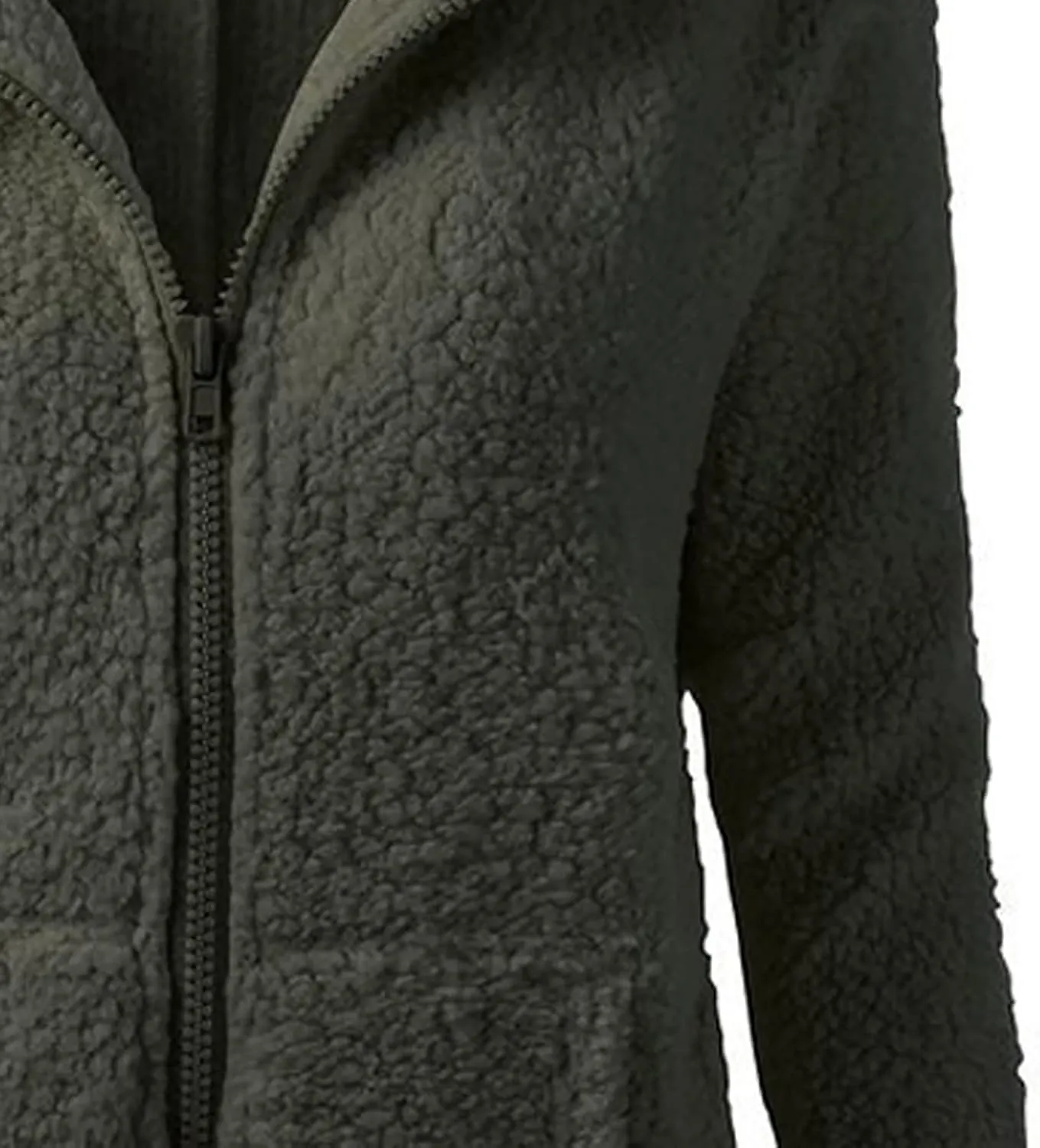 Women Zip Up Hoodies Fuzzy Fleece Long Sleeve Solid Color Hooded Jacket Slim Fit Casual Warm Clothes with Pocket